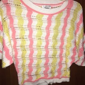 Yellow peach and white crop sweater